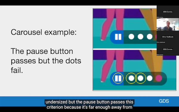 A slide demonstrating the accessibility of carousel controls