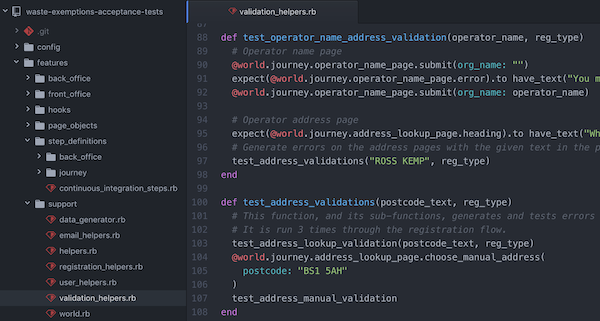 Code from waste exemptions tests