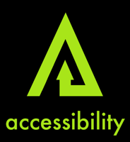 Accessibility icon showing an arrow entering a letter A