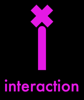 Interaction icon showing a finger touching a cross in the shape of a letter i