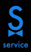 Service icon showing a letter S with a bow tie underneath