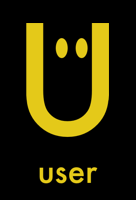 User icon showing a letter U as a face, containing two eyes