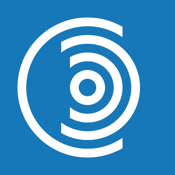 White CDDO logo with four concentric letters on a blue background