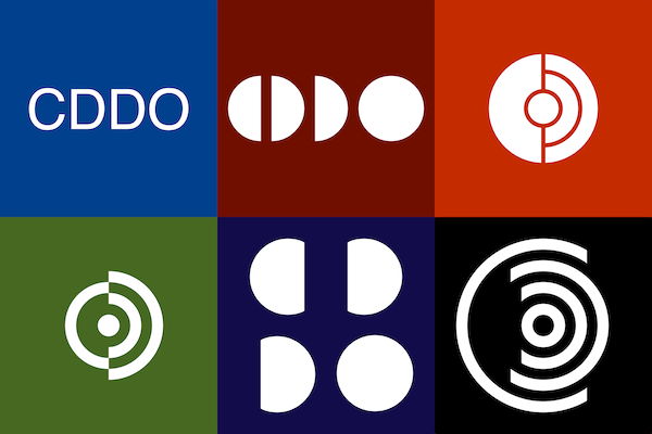 Six geometric logos containing the letters CDDO