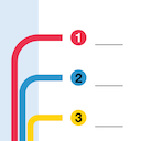 Train lines in three colours