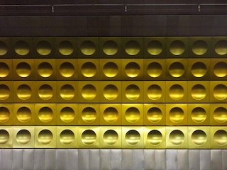 Golden nodules on the Prague metro