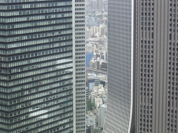 Tall concrete buildings in Tokyo