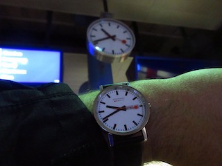 Swiss rail clock and matching watch