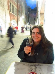 Victoria drinking wine in Annecy