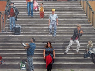 Victoria on mural steps