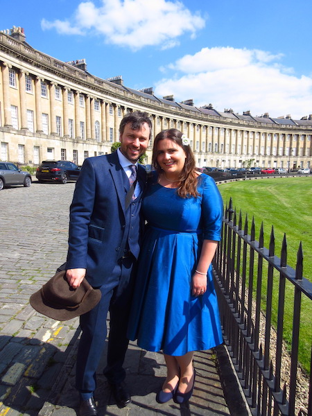 Us in Royal Crescent. With Victoria's dad's hat.