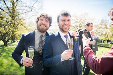 Anthony and Andrew with champagne