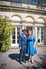 Andrew (in hat) with Victoria outside Temple of Minerva